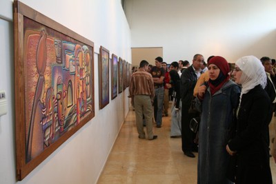 Betlemme, 15 maggio 2007. Apertura dell'esposizione personale di Yousef Katalo.