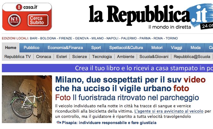 Homepage Repubblica.it - 13 gennaio 2012 - dopo la correzione.