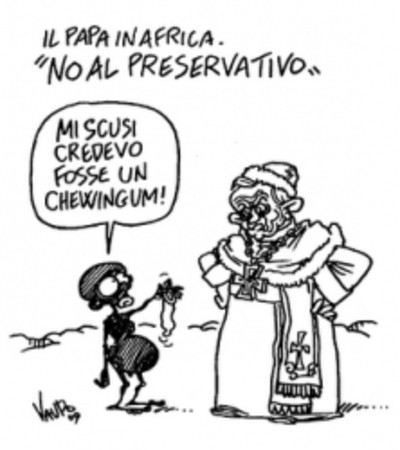 Questa la vignetta censurata. E' di Vauro, sempre lui, quel discolo!