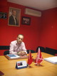 Prizren, Kossovo. Enis Subi nel suo ufficio del KDTP.