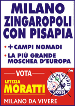 Un manifesto elettorale per la rielezione di Letizia Moratti